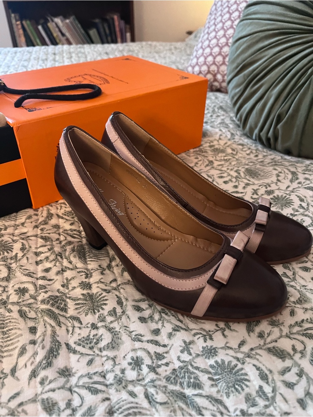 Mina Flying Brown and Pink Leather Heels
